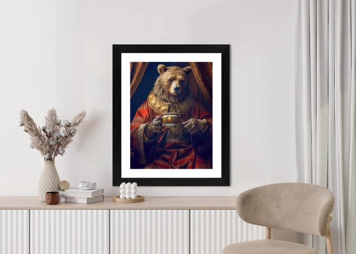 Plakat Niedźwiedź Fantasy Z Filiżanką