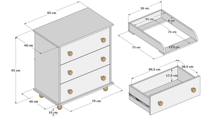 komoda i przewijak Lilo - wymiary