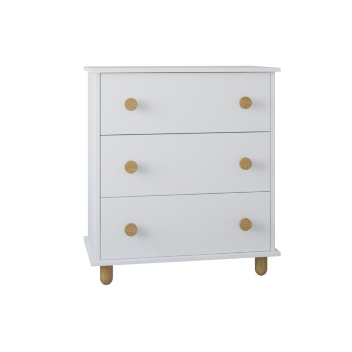 komoda dziecięca Lilo biała z drewnianymi uchwytami