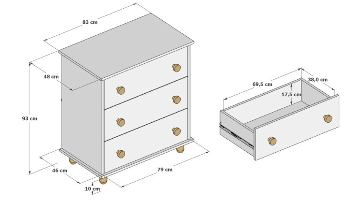 wymiary komody dla dziecka Lilo