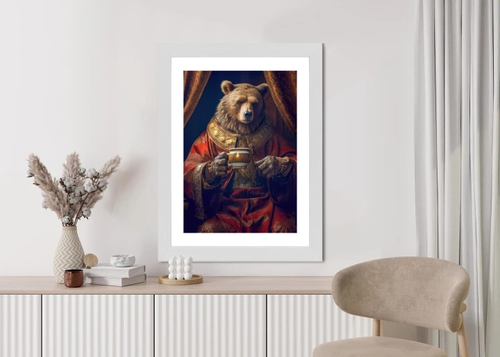 Plakat Niedźwiedź Fantasy Z Filiżanką
