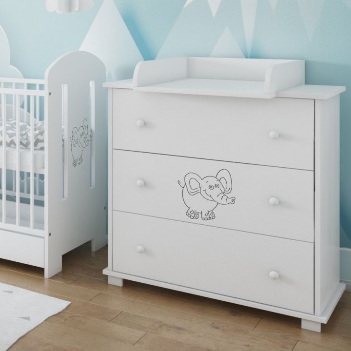 Komoda z przewijakiem Elefante w aranżacji pokoju niemowlęcia