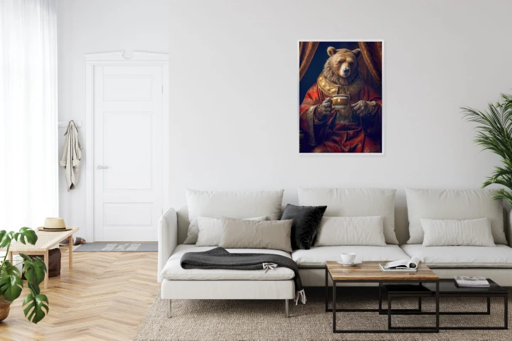 Plakat Niedźwiedź Fantasy Z Filiżanką