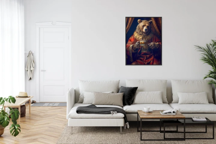 Plakat Niedźwiedź Fantasy Z Filiżanką