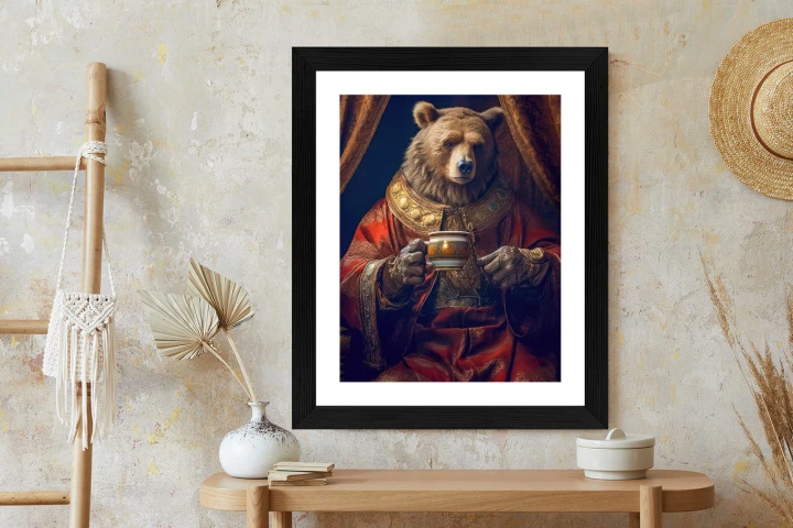 Plakat Niedźwiedź Fantasy Z Filiżanką