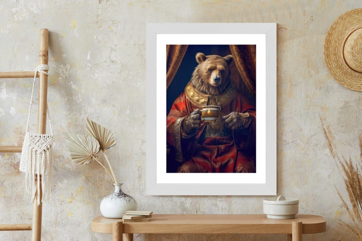 Plakat Niedźwiedź Fantasy Z Filiżanką