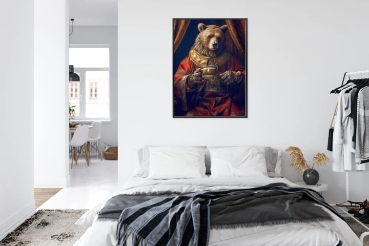 Plakat Niedźwiedź Fantasy Z Filiżanką