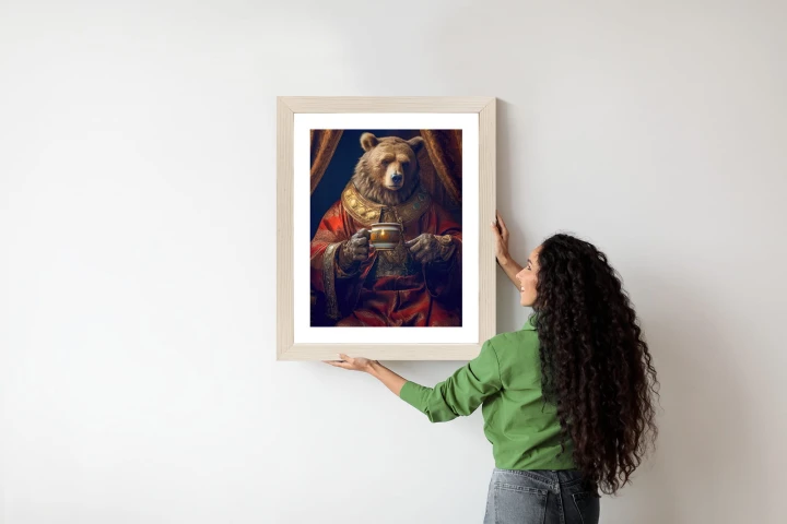 Plakat Niedźwiedź Fantasy Z Filiżanką