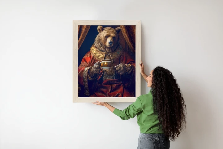 Plakat Niedźwiedź Fantasy Z Filiżanką