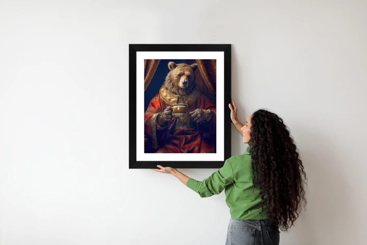 Plakat Niedźwiedź Fantasy Z Filiżanką