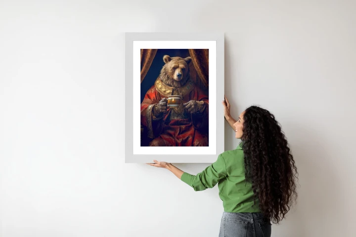 Plakat Niedźwiedź Fantasy Z Filiżanką