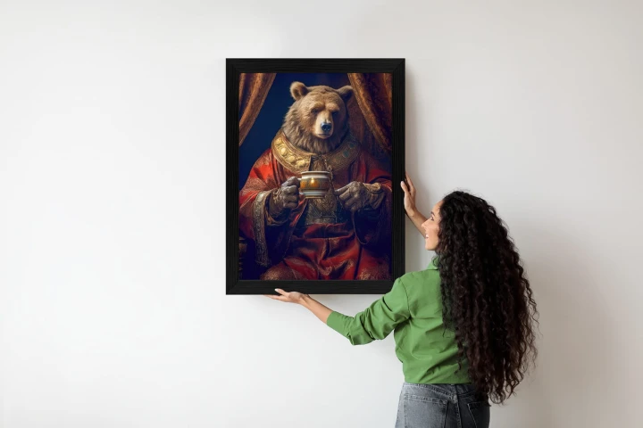 Plakat Niedźwiedź Fantasy Z Filiżanką