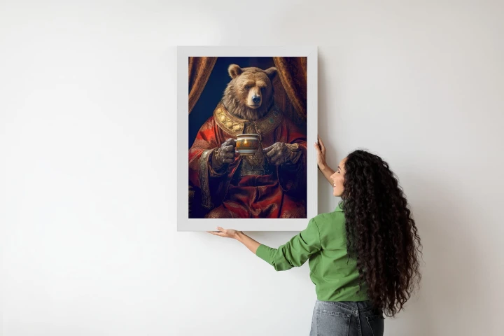 Plakat Niedźwiedź Fantasy Z Filiżanką