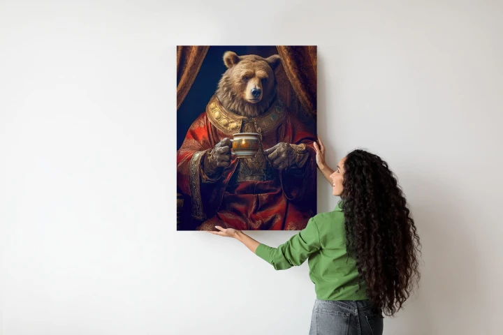 Plakat Niedźwiedź Fantasy Z Filiżanką