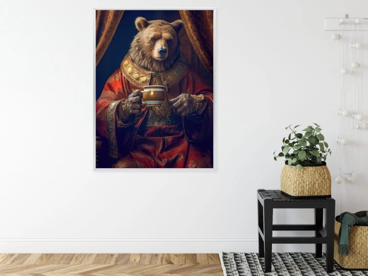 Plakat Niedźwiedź Fantasy Z Filiżanką