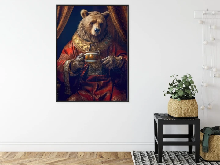 Plakat Niedźwiedź Fantasy Z Filiżanką