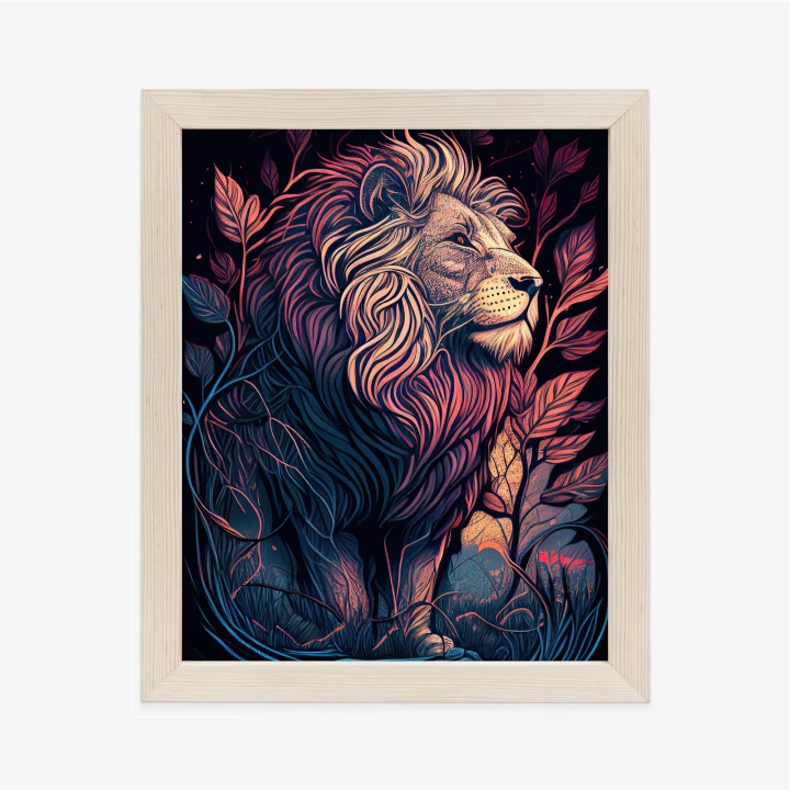 Plakat Majestatyczny Lew Na Ilustracji