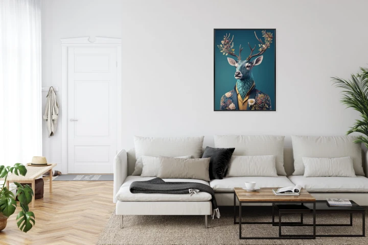 Plakat Portret Jelenia W Ubraniu W Kwiaty