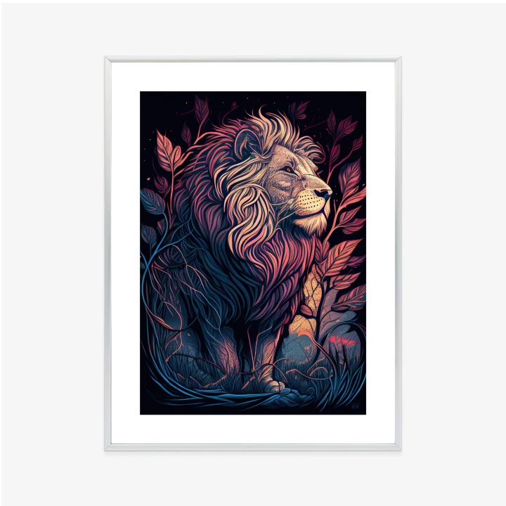 Plakat Majestatyczny Lew Na Ilustracji
