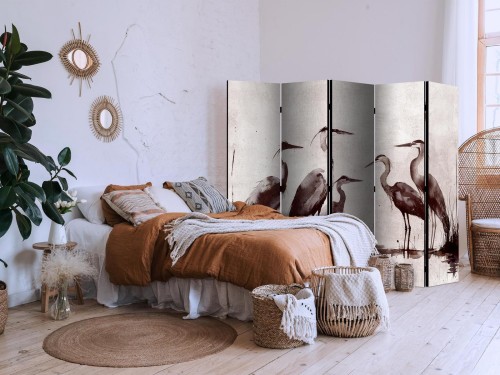 Parawan - Czaple malowane tuszem