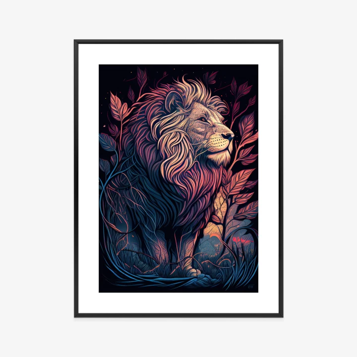 Plakat Majestatyczny Lew Na Ilustracji