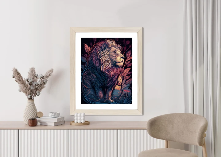 Plakat Majestatyczny Lew Na Ilustracji