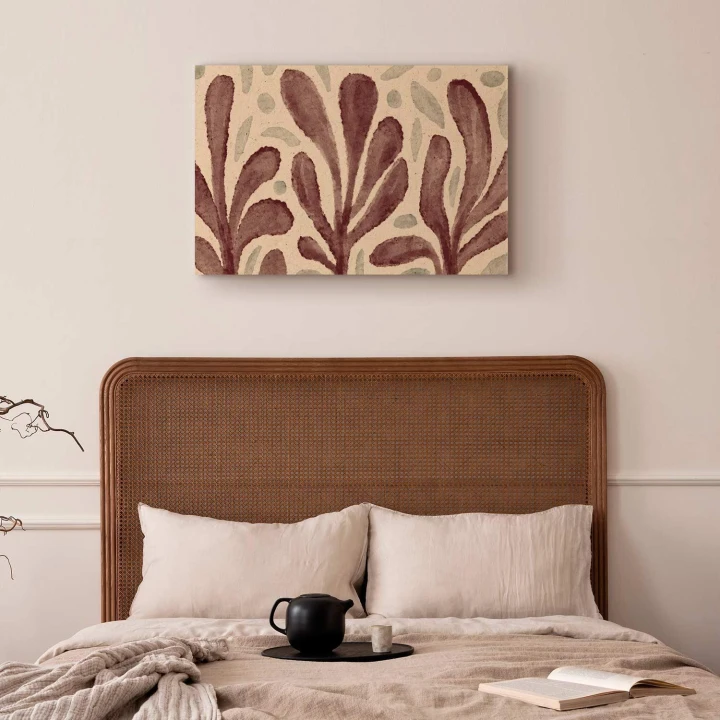 Obraz - Liście i plamy - duże rozedrgane kształty inspirowane Matisse