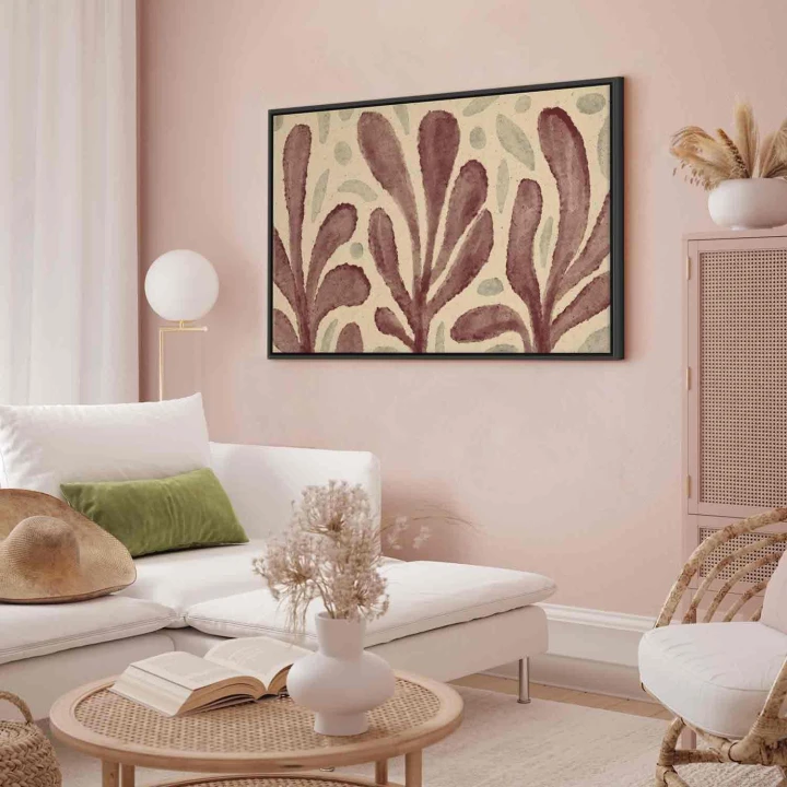 Obraz - Liście i plamy - duże rozedrgane kształty inspirowane Matisse