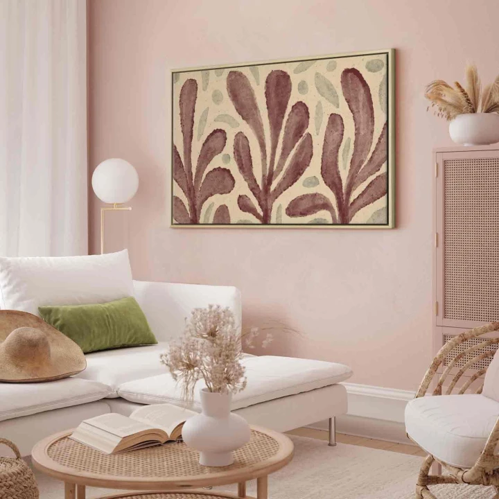 Obraz - Liście i plamy - duże rozedrgane kształty inspirowane Matisse