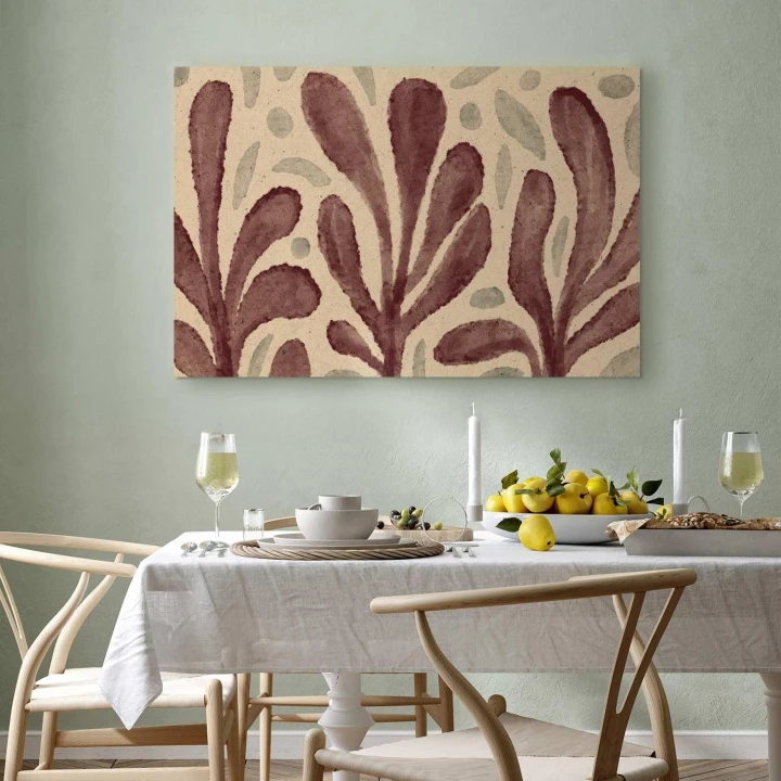 Obraz - Liście i plamy - duże rozedrgane kształty inspirowane Matisse