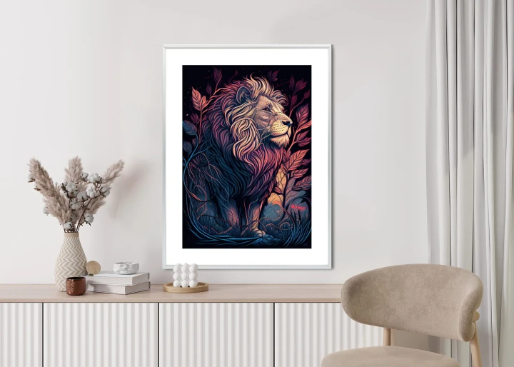 Plakat Majestatyczny Lew Na Ilustracji