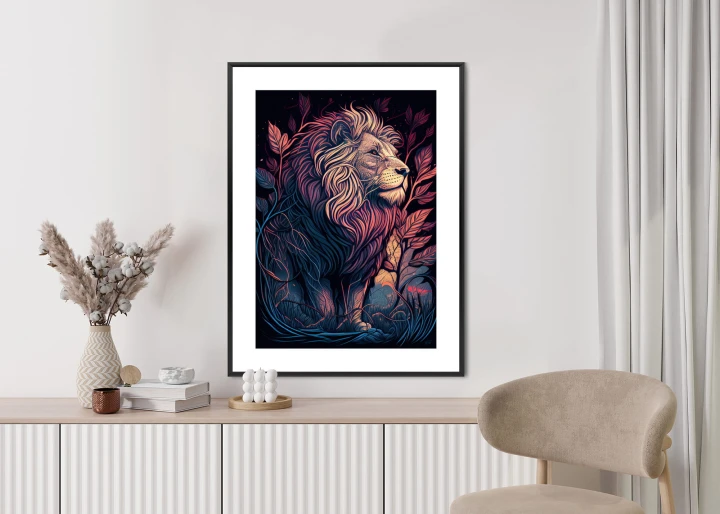 Plakat Majestatyczny Lew Na Ilustracji