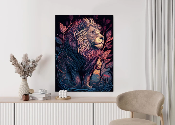 Plakat Majestatyczny Lew Na Ilustracji