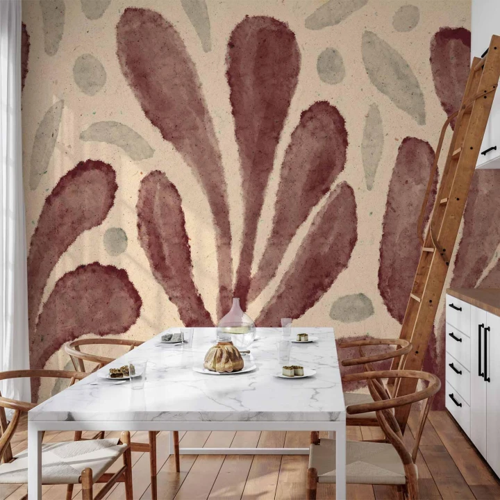 Fototapeta - Liście i plamy - duże rozedrgane kształty inspirowane Matisse