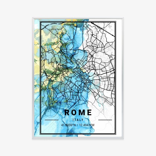 Plakat Mapa Rzymu Na Abstrakcyjnym Marmurowym Tle