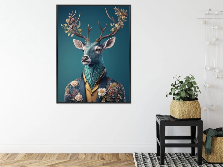 Plakat Portret Jelenia W Ubraniu W Kwiaty