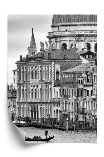 Plakat Czarno Biała Gondola Na Canale Grande