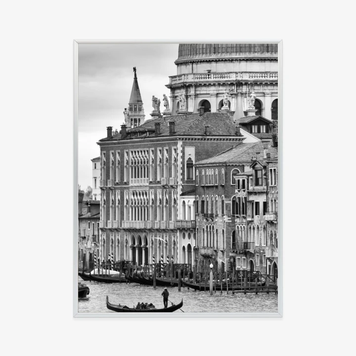 Plakat Czarno Biała Gondola Na Canale Grande