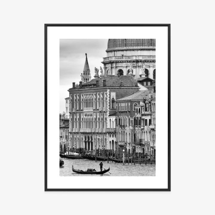 Plakat Czarno Biała Gondola Na Canale Grande