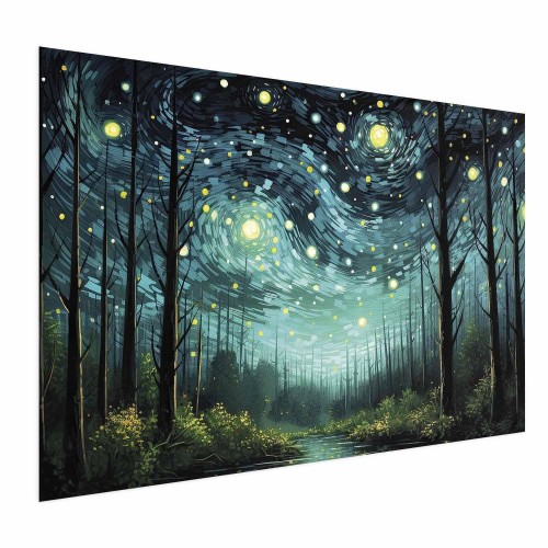 Plakat - Gwieździsta noc - współczesna wersja nocnego nieba Van Gogha