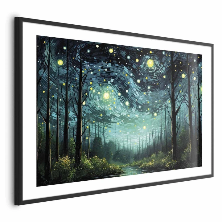 Plakat - Gwieździsta noc - współczesna wersja nocnego nieba Van Gogha