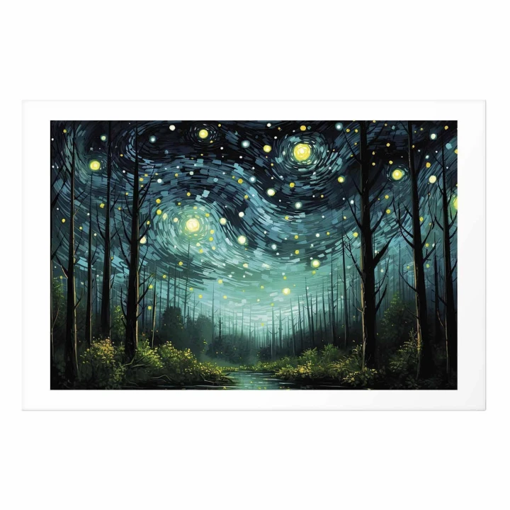 Plakat - Gwieździsta noc - współczesna wersja nocnego nieba Van Gogha