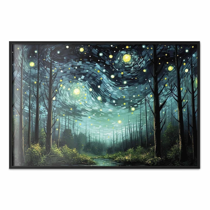 Plakat - Gwieździsta noc - współczesna wersja nocnego nieba Van Gogha