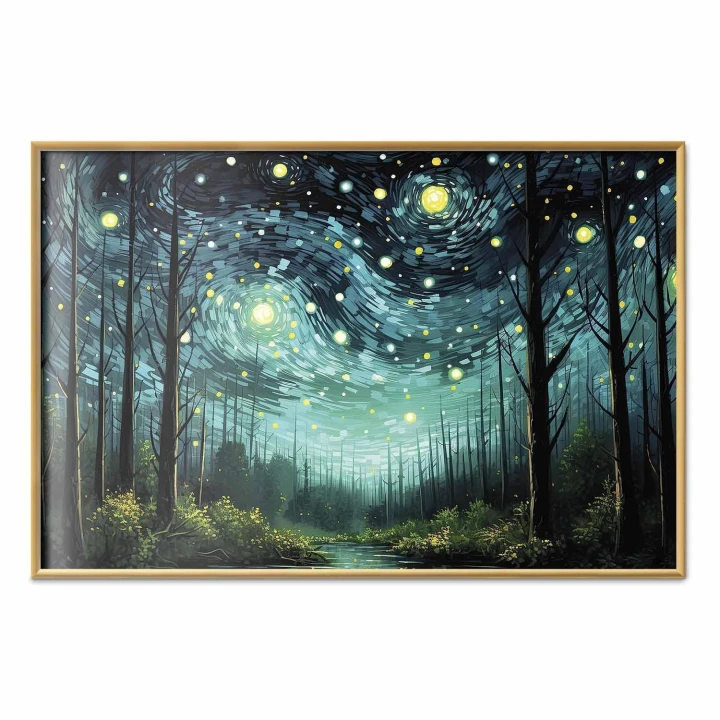 Plakat - Gwieździsta noc - współczesna wersja nocnego nieba Van Gogha