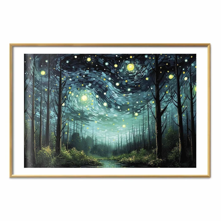 Plakat - Gwieździsta noc - współczesna wersja nocnego nieba Van Gogha