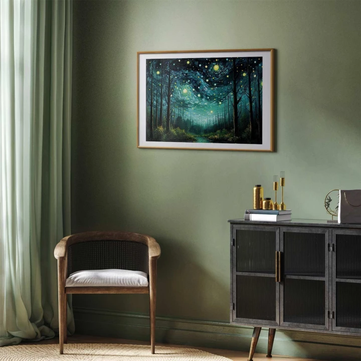 Plakat - Gwieździsta noc - współczesna wersja nocnego nieba Van Gogha