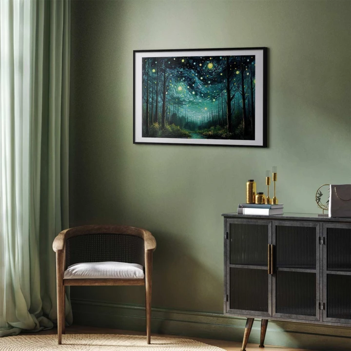 Plakat - Gwieździsta noc - współczesna wersja nocnego nieba Van Gogha