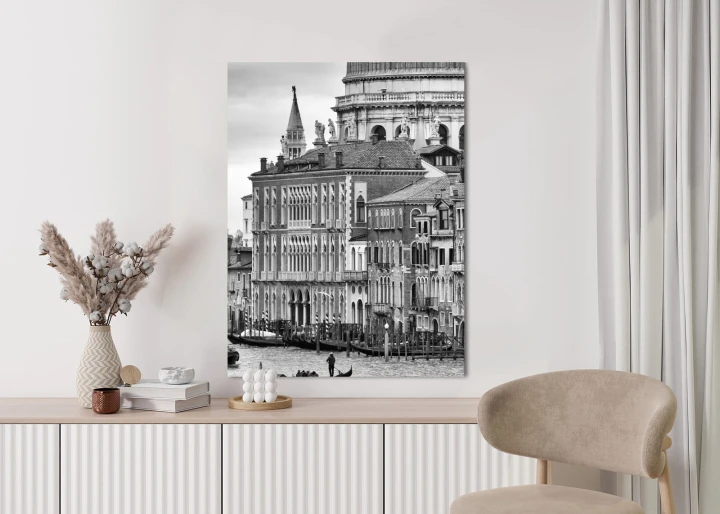 Plakat Czarno Biała Gondola Na Canale Grande