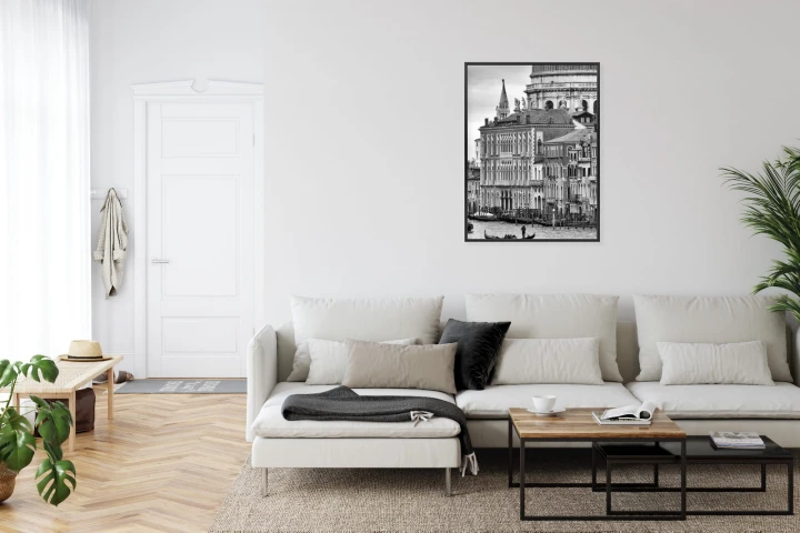 Plakat Czarno Biała Gondola Na Canale Grande