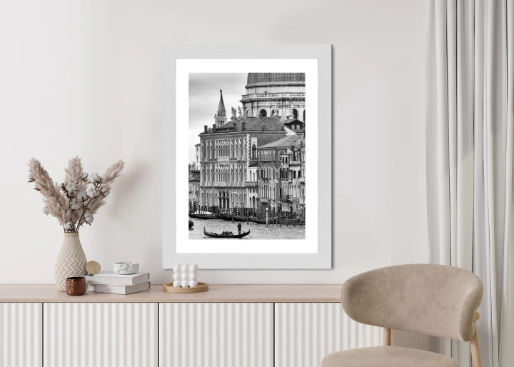 Plakat Czarno Biała Gondola Na Canale Grande